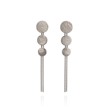 Cara Tonkin Paillette Silver Triple Disc Drop Earrings