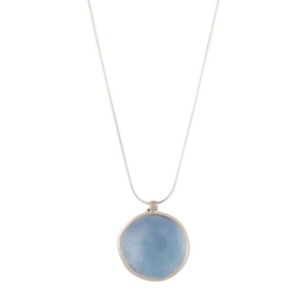 Grace Girvan Silver Concave Blue Enamel Pendant