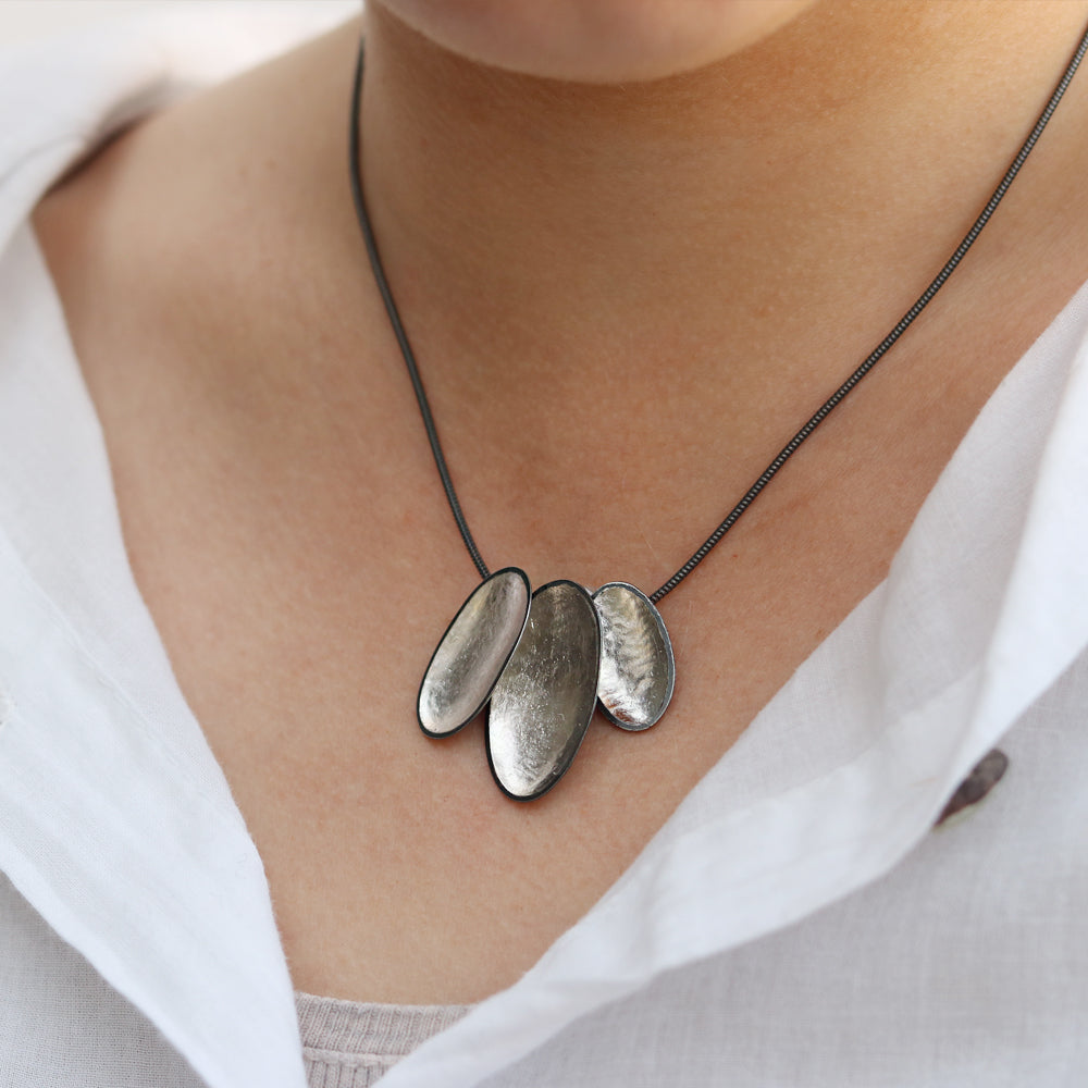 Jenifer Wall Oxidised Silver and Palladium Oval Necklace