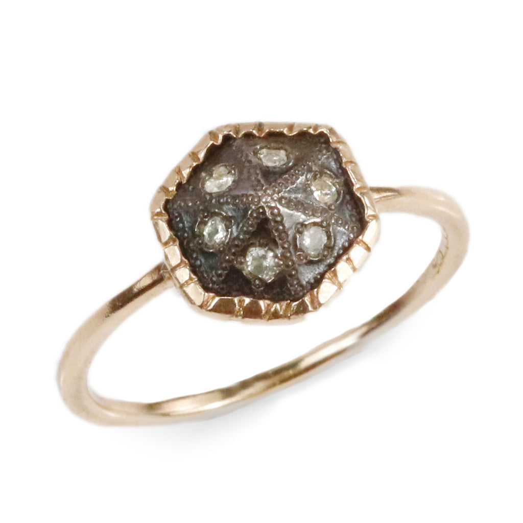 Rusty Thought Hexagon Gold Ring