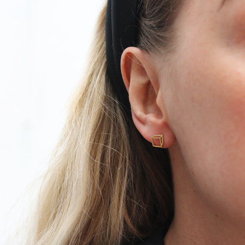 Shimell & Madden Gold Plated Cuboid Studs