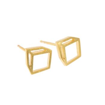 Shimell & Madden Gold Plated Cuboid Studs